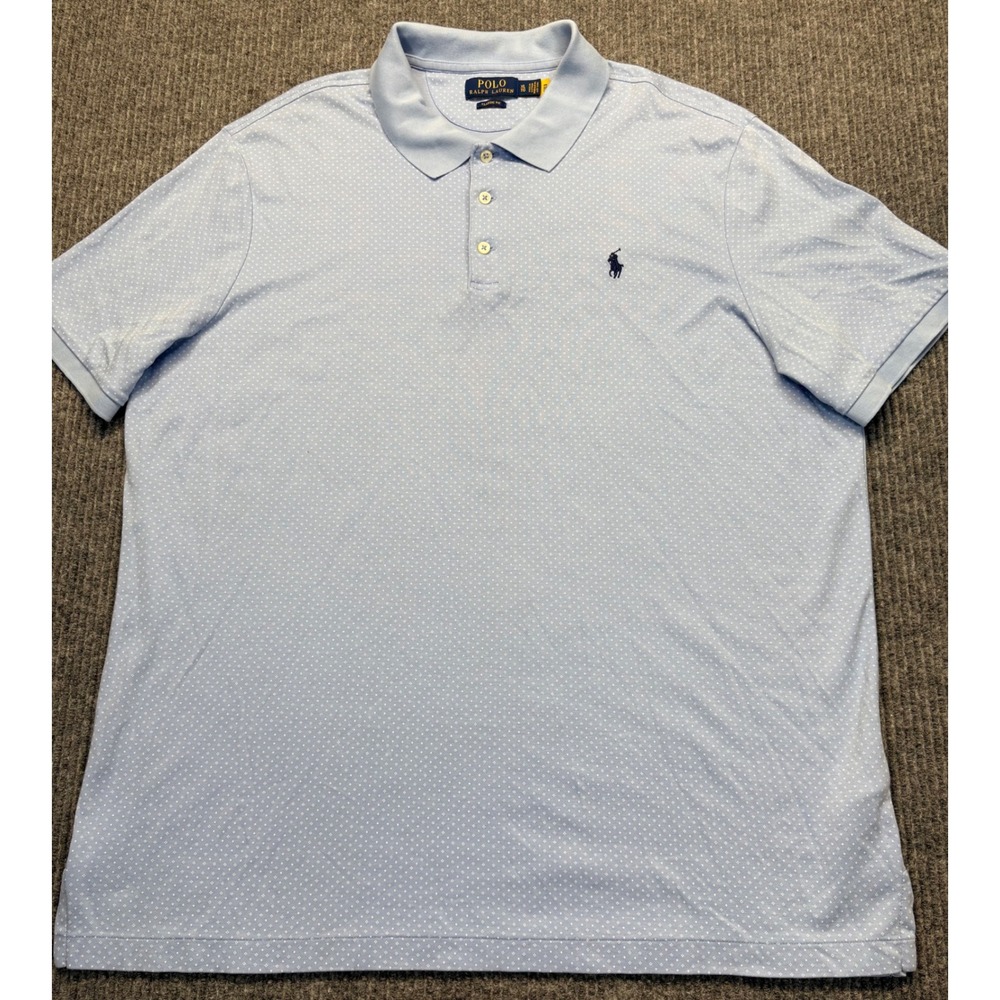 Polo Ralph Lauren Mens XL Blue Geometric Diamond Print Classic Fit Polo Shirt